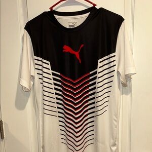 Puma Black and White Short Sleeve Tee with Chevron Design